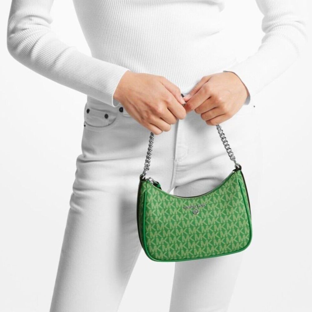 New Michael Kors Jet Set Charm Small Logo Pochette Palm